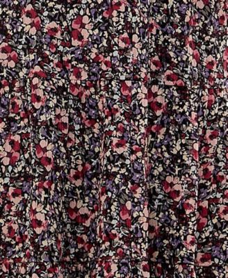 CRYSTAL DOLLS Womens Ruffled Floral Sleeveless V Neck Short A-Line Dress