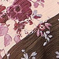 CRYSTAL DOLLS Womens Beige Ruffled Sheer Lined Tie Keyhole Closure Floral 3/4 Sleeve V Neck Above The Knee Cocktail A-Line Dress