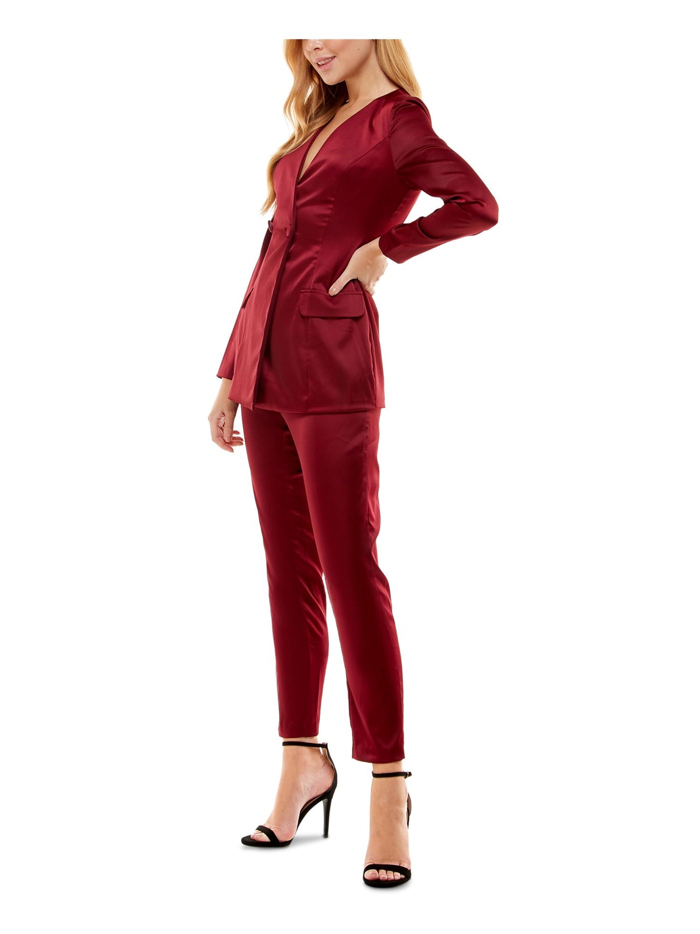 CITY STUDIO Womens Burgundy Short Length Elastic-waist Pull-on Formal Straight leg Pants 7