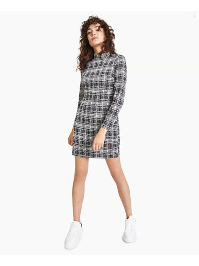 BAR III DRESSES Womens Zippered Long Sleeve Mock Neck Short Sheath Dress