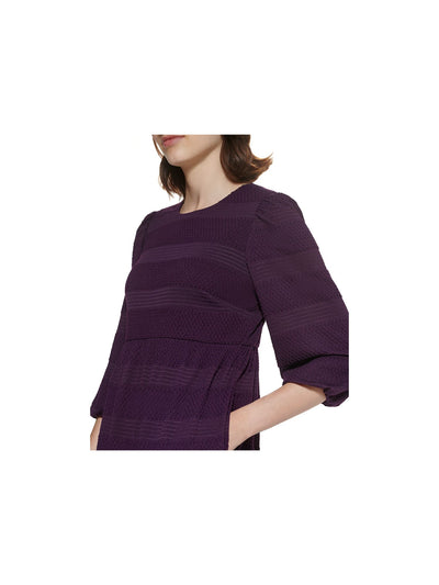 JESSICA HOWARD Womens Textured Button Keyhole Closure 3/4 Sleeve Round Neck Above The Knee Sweater Dress