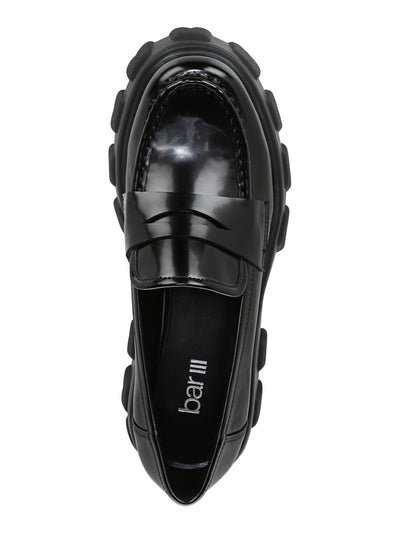 BAR III Womens Black Penny Keeper Lug Sole Non-Slip Paz Round Toe Block Heel Slip On Loafers Shoes 8.5 M