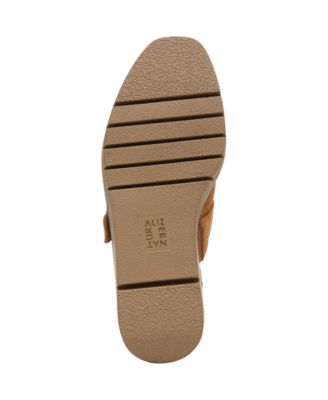 NATURALIZER Womens Orange Buckle Accent Faux Shearling 1" Platform Comfort Goring Wayde Round Toe Wedge Slip On Mules M