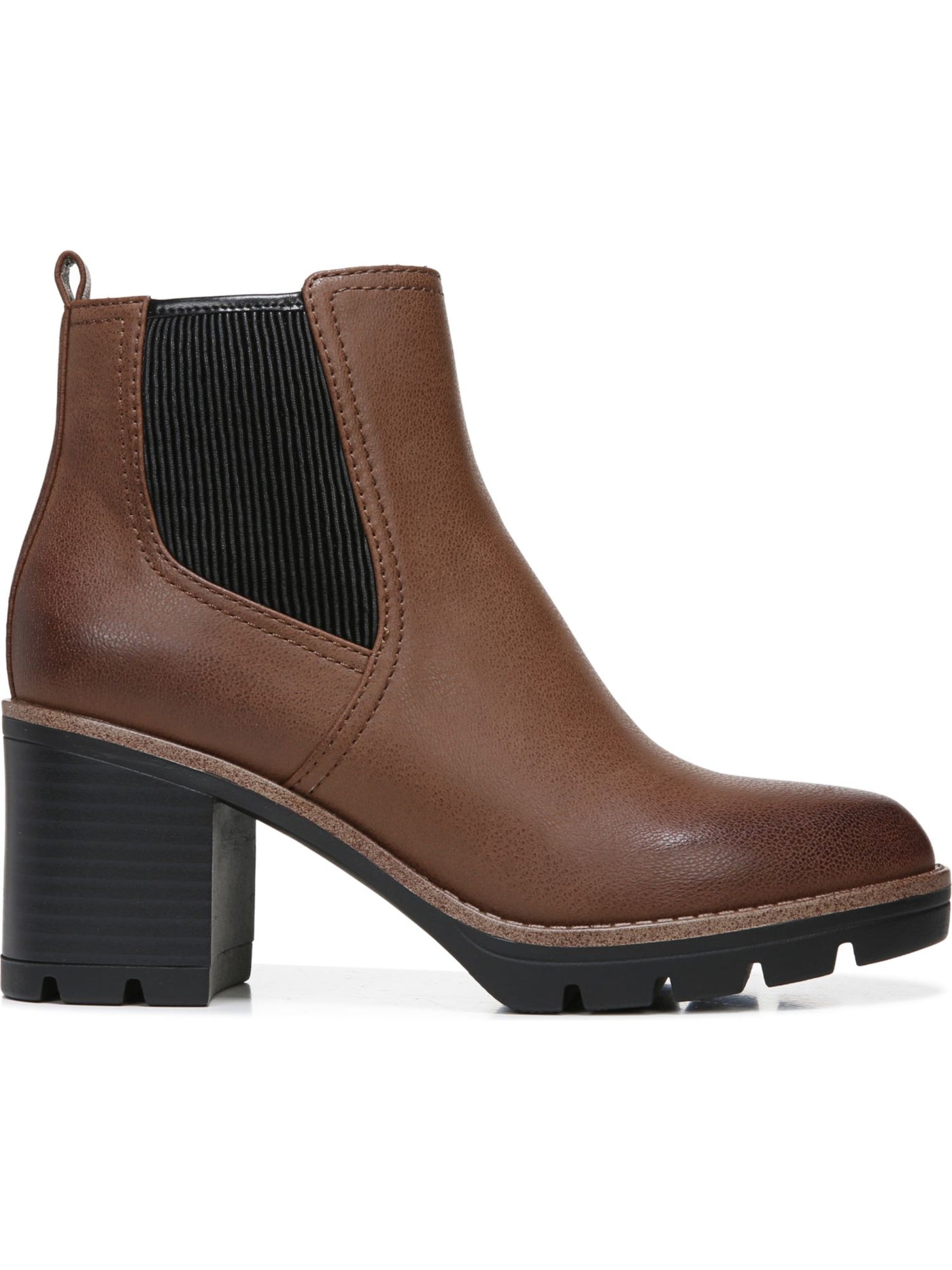 NATURALIZER Womens Tan Brown Color Block Goring Cushioned Back Pull-Tab Lug Sole Water Resistant Madalynn Round Toe Block Heel Zip-Up Booties 8 M