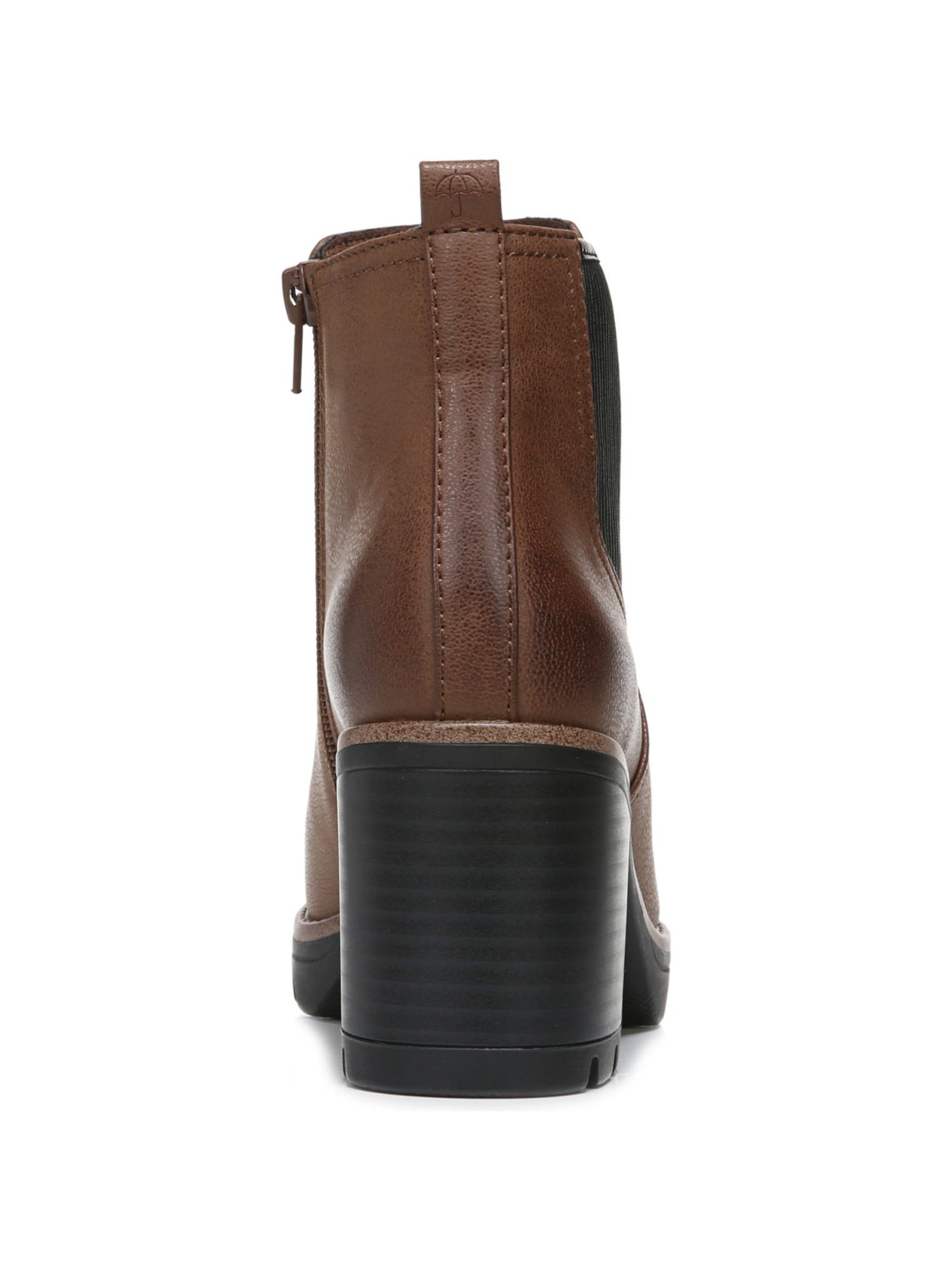 NATURALIZER Womens Tan Brown Color Block Goring Cushioned Back Pull-Tab Lug Sole Water Resistant Madalynn Round Toe Block Heel Zip-Up Booties 8 M
