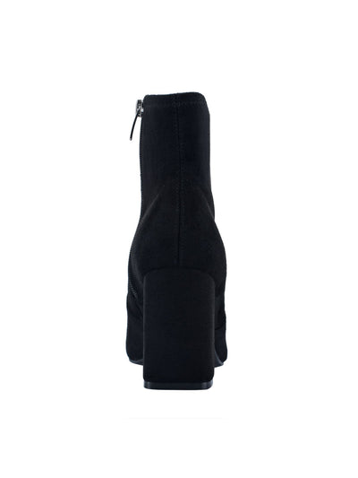 MARC FISHER Womens Black Stretch Needit Almond Toe Block Heel Zip-Up Heeled Boots 7.5 M
