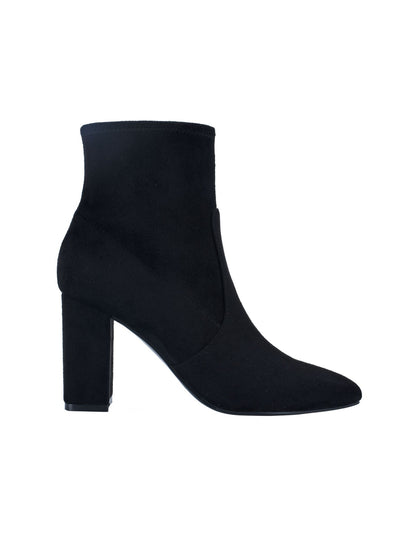 MARC FISHER Womens Black Stretch Needit Almond Toe Block Heel Zip-Up Heeled Boots 11 M