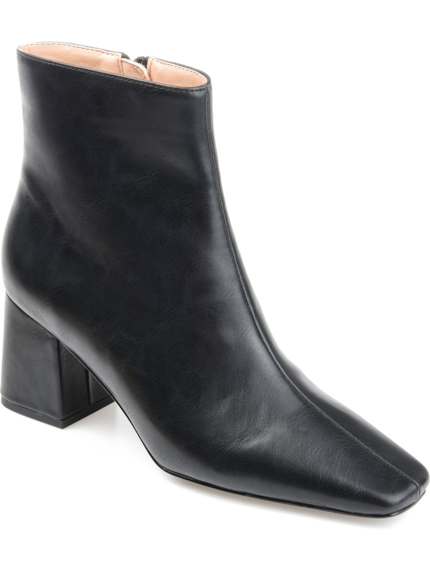 JOURNEE COLLECTION Womens Black Cushioned Comfort Haylinn Square Toe Block Heel Zip-Up Booties 10