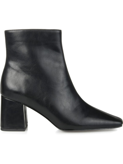 JOURNEE COLLECTION Womens Black Cushioned Comfort Haylinn Square Toe Block Heel Zip-Up Booties 10