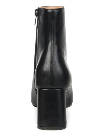 JOURNEE COLLECTION Womens Black Cushioned Comfort Haylinn Square Toe Block Heel Zip-Up Booties 10