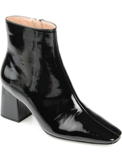 JOURNEE COLLECTION Womens Black Cushioned Comfort Haylinn Square Toe Block Heel Zip-Up Booties 10 M