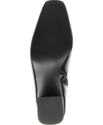JOURNEE COLLECTION Womens Black Cushioned Comfort Haylinn Square Toe Block Heel Zip-Up Booties M