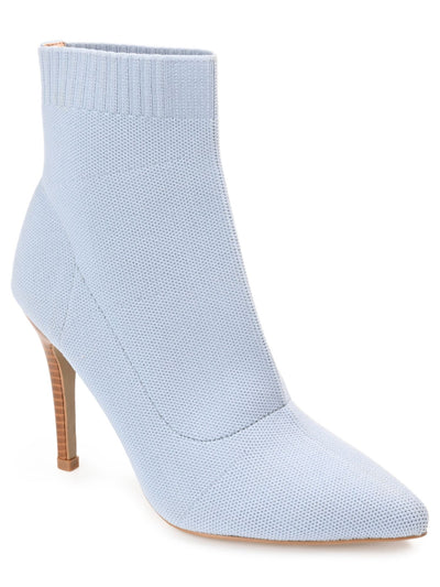 JOURNEE COLLECTION Womens Light Blue Knit Stretch Padded Milyna Pointed Toe Stiletto Booties 11