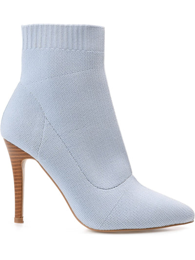 JOURNEE COLLECTION Womens Light Blue Knit Stretch Padded Milyna Pointed Toe Stiletto Booties 11