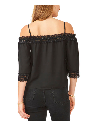 28TH & PARK Womens Ruffled Spaghetti Strap Off Shoulder Party Top