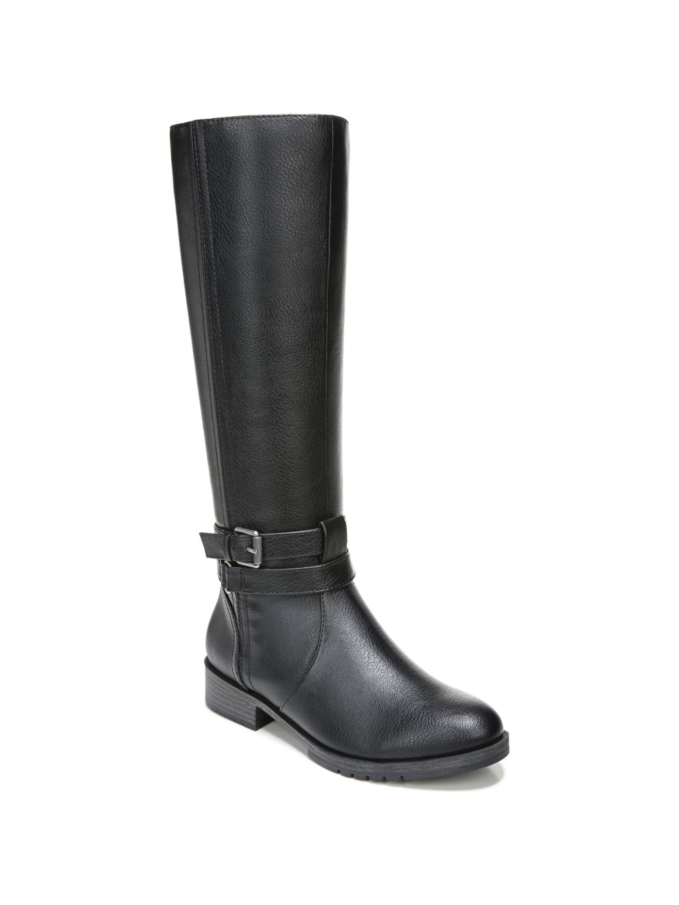 NATURALIZER Womens Black Buckle Accent Garrison Round Toe Block Heel Zip-Up Riding Boot 7.5 M