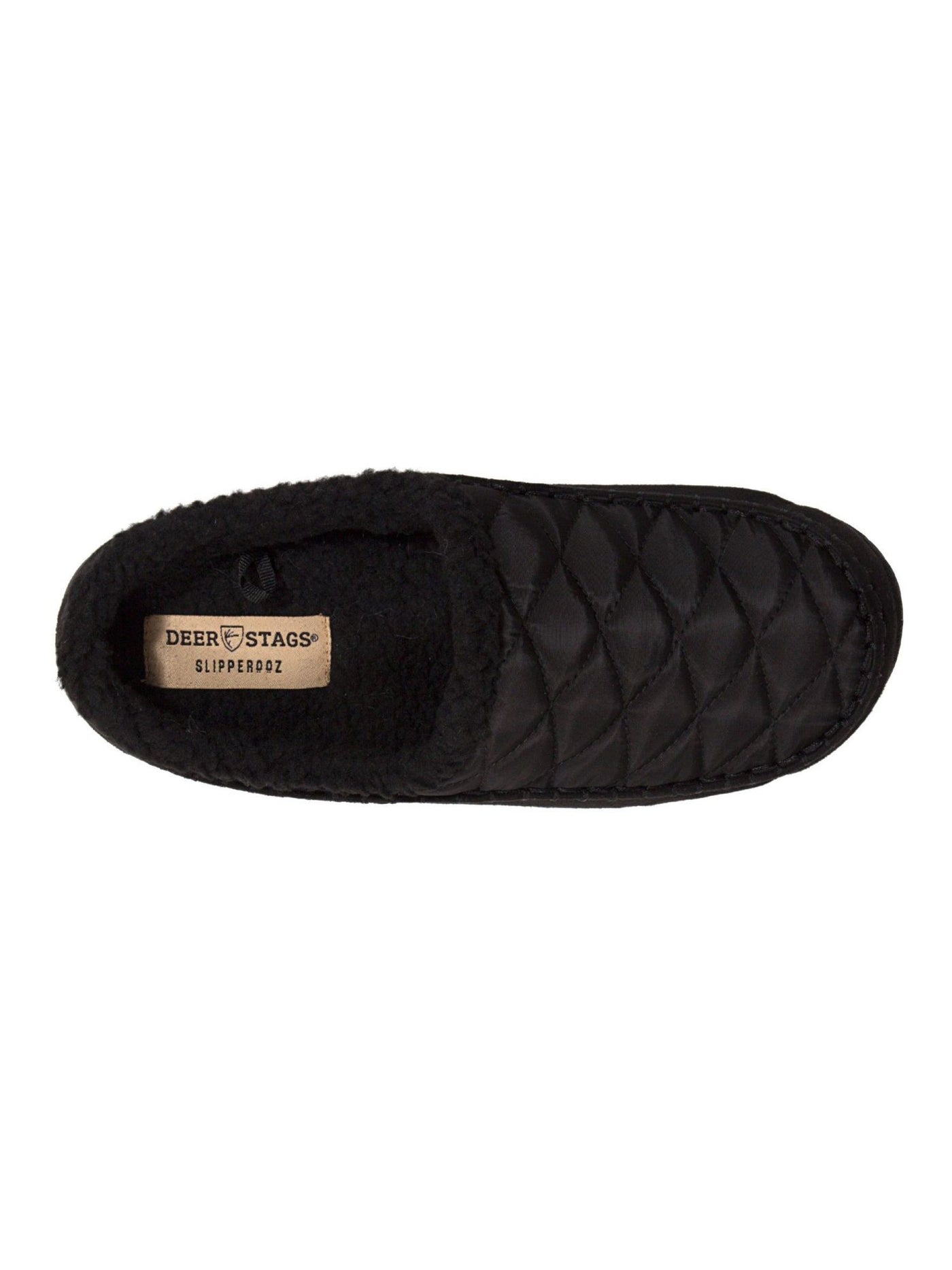 DEER STAGS Mens Black Quilted Comfort Slipperooz Round Toe Slip On Slippers Shoes 12 M