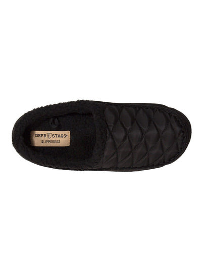 DEER STAGS Mens Black Quilted Comfort Slipperooz Round Toe Slip On Slippers Shoes 12 M