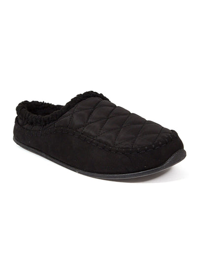 DEER STAGS Mens Black Quilted Comfort Slipperooz Round Toe Slip On Slippers Shoes 12 M