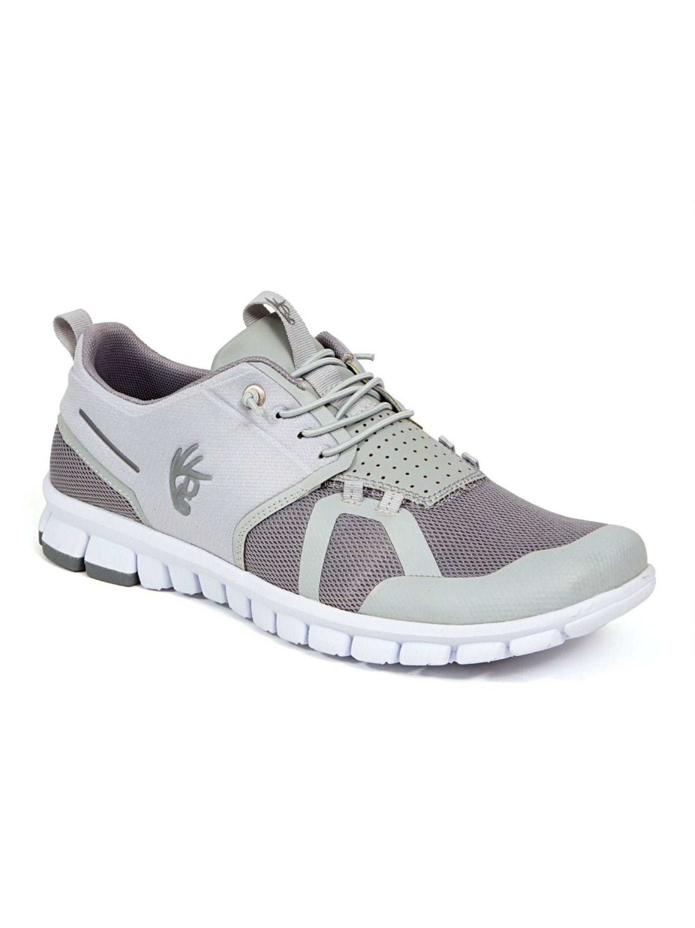 DEER STAGS Mens Gray Mixed Media Back Pull-Tab Cushioned Christopher Round Toe Lace-Up Sneakers Shoes 13 M