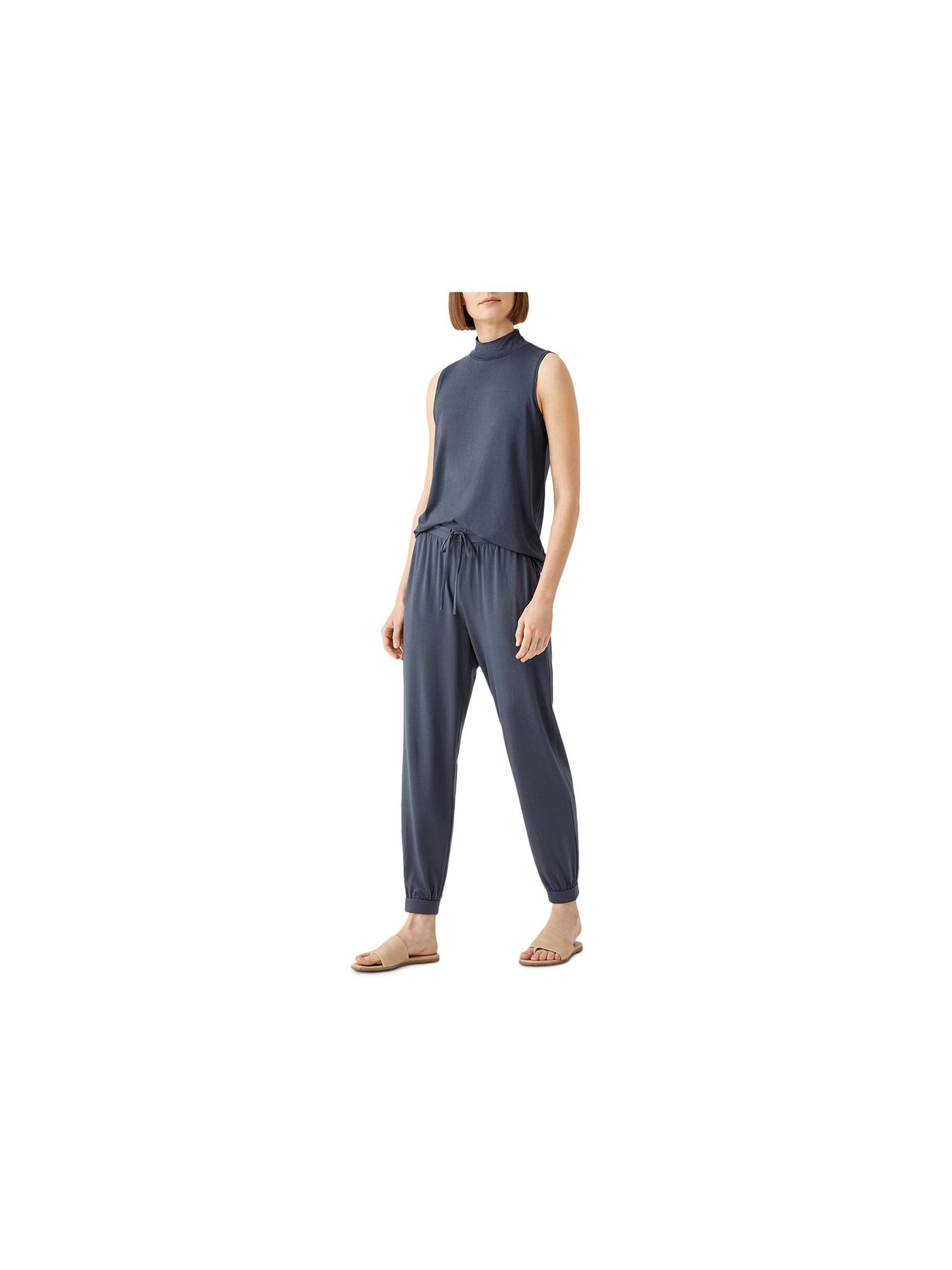 EILEEN FISHER Womens Blue Jersey Pocketed Drawstring Elastic Waist Cuffed High Waist Pants XS