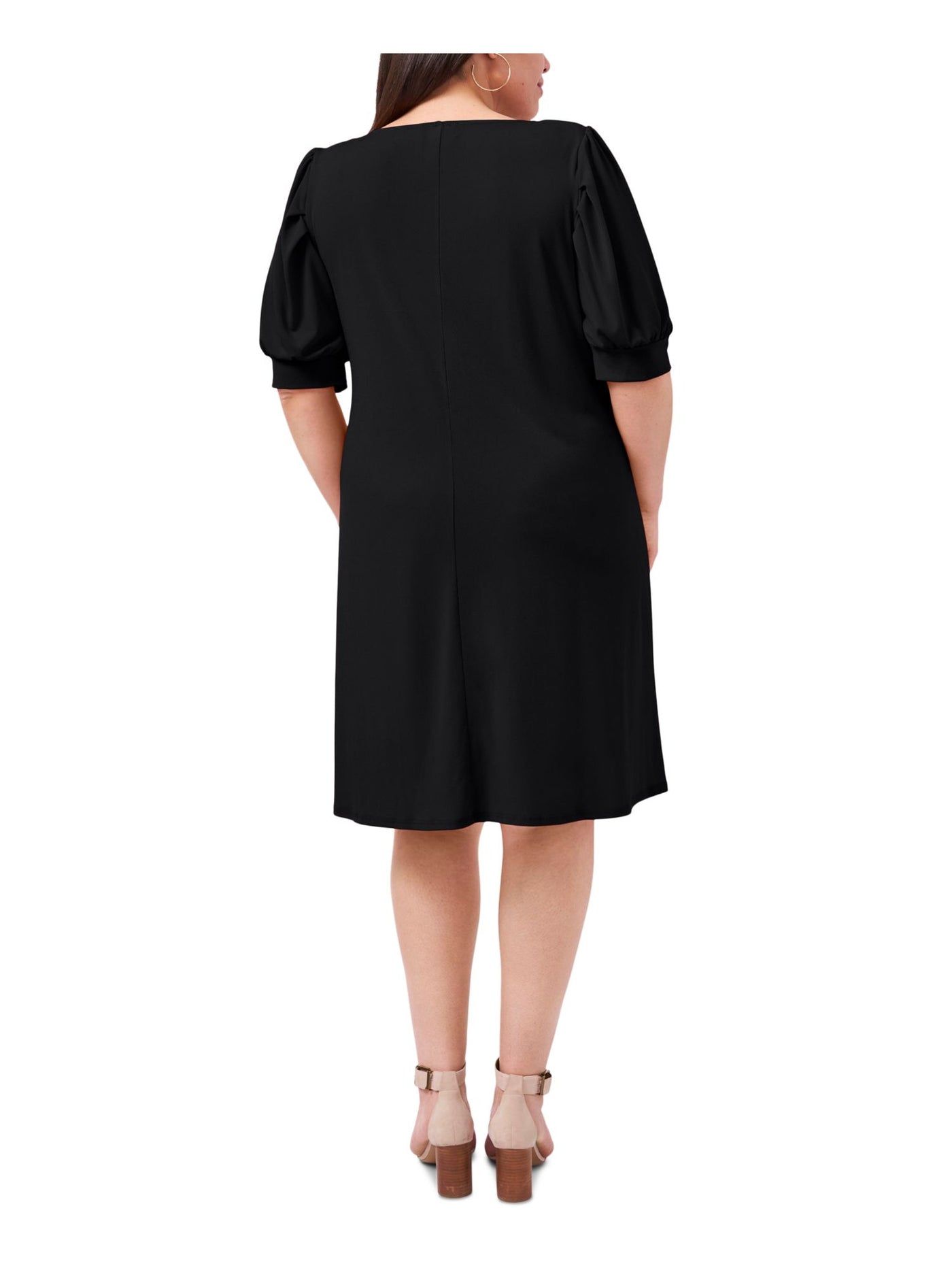 MSK WOMEN Womens Black Unlined Pullover 3/4 Sleeve Scoop Neck Above The Knee Wear To Work Shift Dress Plus 1X