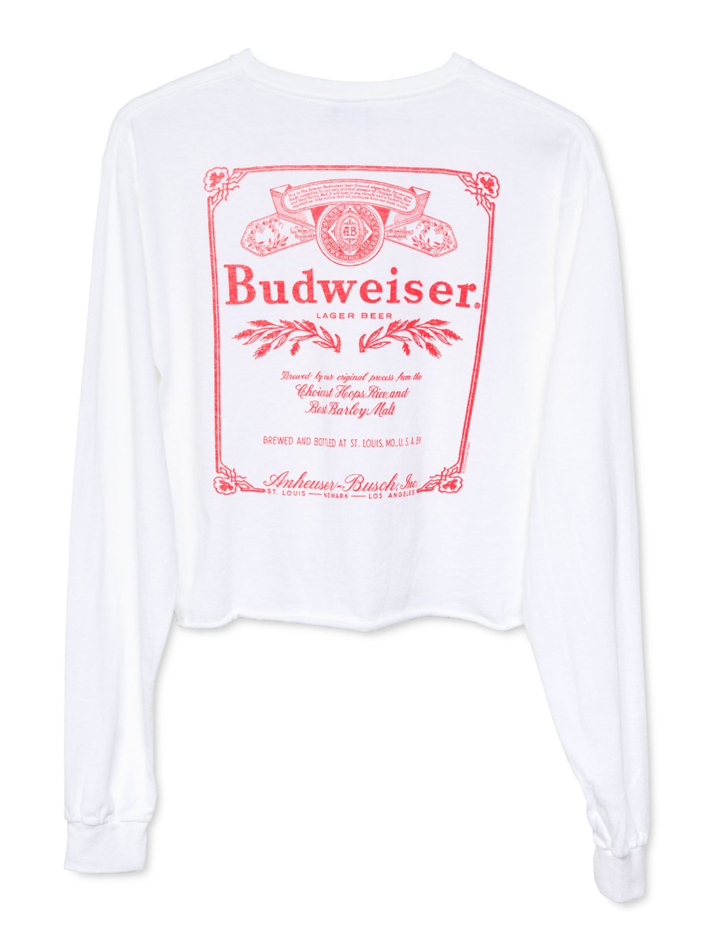 JUNK FOOD Womens Stretch Long Sleeve Crew Neck Croppd Relaxed Fit T-Shirt