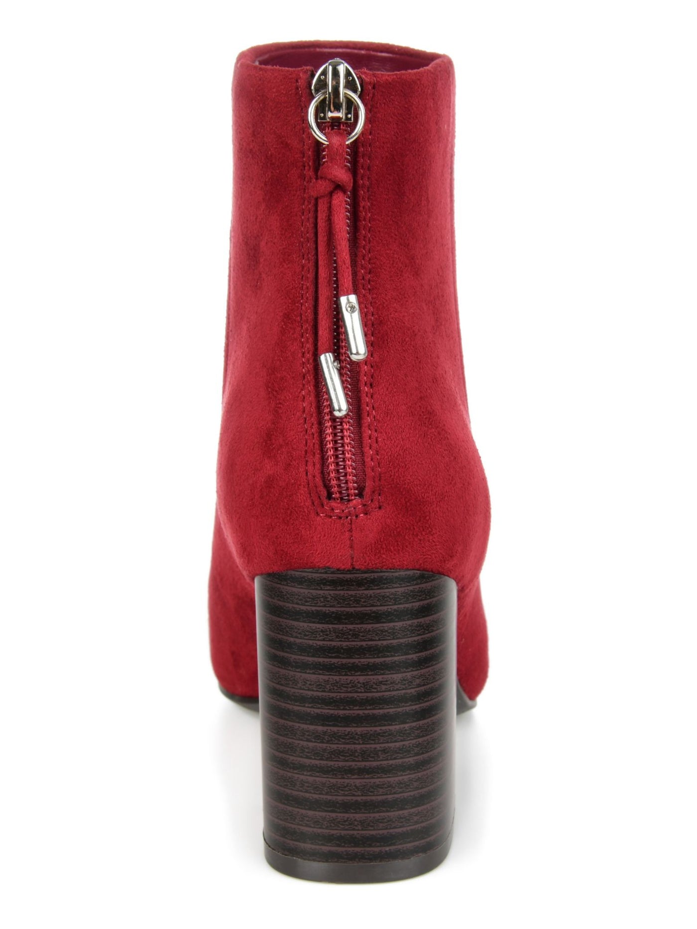 JOURNEE COLLECTION Womens Red Comfort Audrina Square Toe Block Heel Zip-Up Booties 7 M