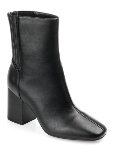 JOURNEE COLLECTION Womens Black Goring Padded Maize Square Toe Stacked Heel Zip-Up Booties 7.5 M