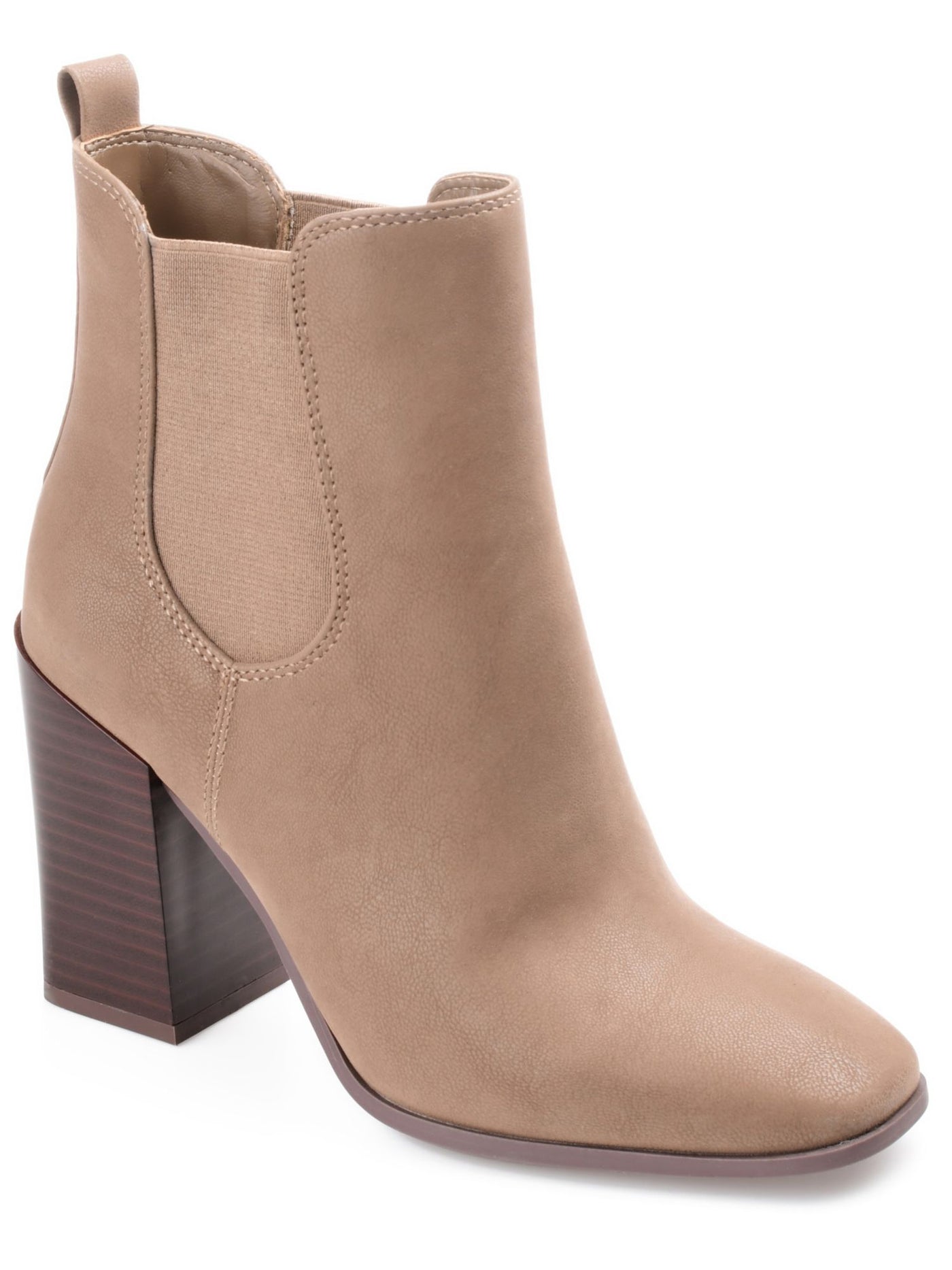 JOURNEE COLLECTION Womens Beige Goring Cushioned Maxxie Square Toe Stacked Heel Booties 11 M