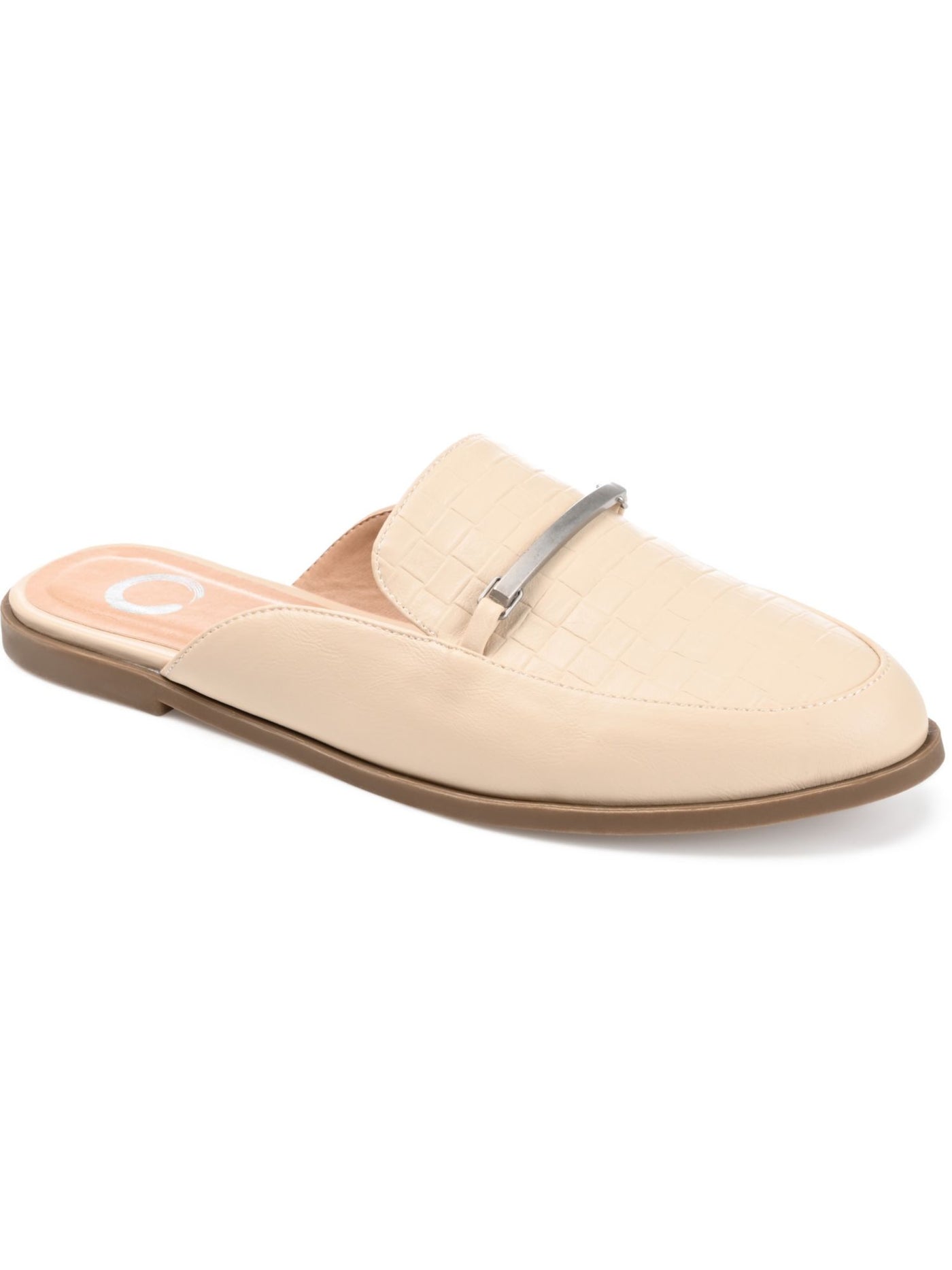 JOURNEE COLLECTION Womens Beige Embossed Woven Hardware At Vamp Padded Rubee Round Toe Slip On Mules 12 M