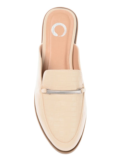 JOURNEE COLLECTION Womens Beige Embossed Woven Hardware At Vamp Padded Rubee Round Toe Slip On Mules 12 M
