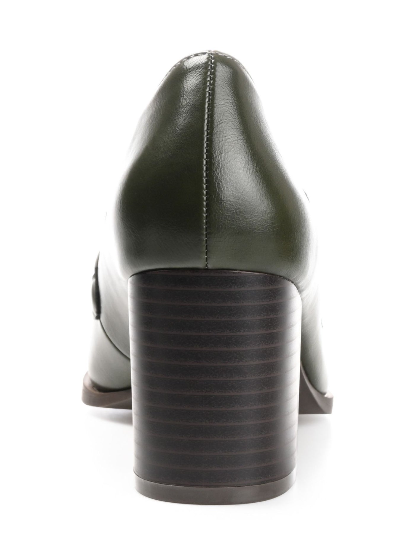 JOURNEE COLLECTION Womens Green Mixed Media Bow Accent Cushioned Crawford Square Toe Block Heel Slip On Dress Heeled Loafers 10
