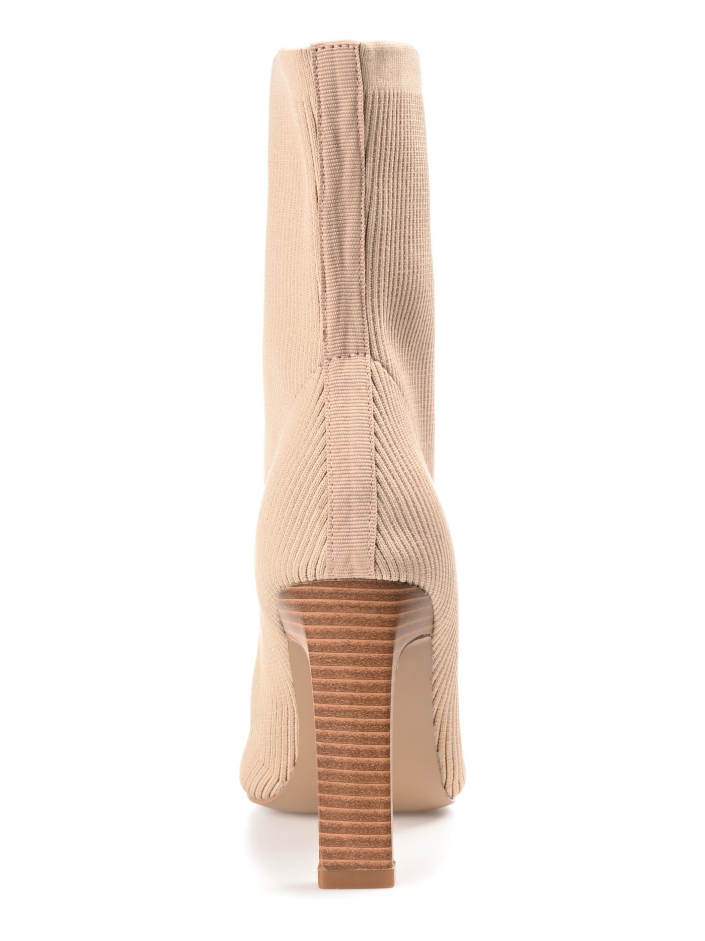 JOURNEE COLLECTION Womens Beige Knit Cushioned Elissa Square Toe Stacked Heel Heeled Boots 8