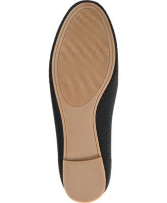 JOURNEE COLLECTION Womens Black Solid Knit Stretch Cushioned Maryann Round Toe Slip On Ballet Flats N