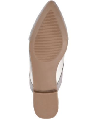 JOURNEE COLLECTION Womens Gray Mixed Media V Padded Breathable Reeo Pointed Toe Slip On Mules