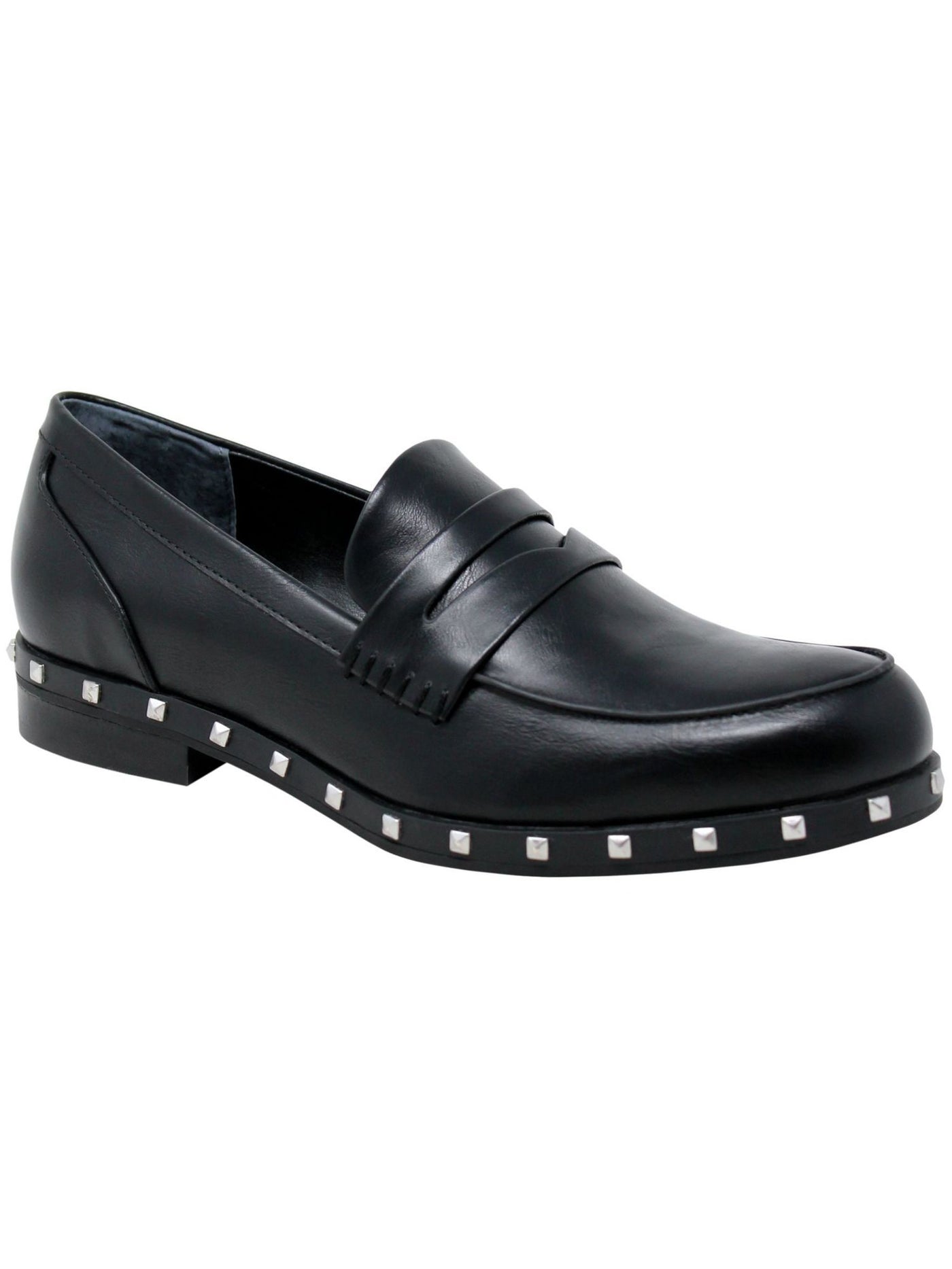 CHARLES BY CHARLES DAVID Womens Black Penny Holder Studded Padded Boy Round Toe Block Heel Slip On Loafers Shoes 6.5 M