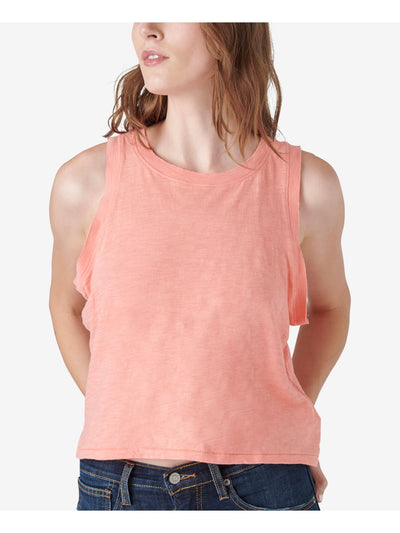 LUCKY BRAND Womens Sleeveless Crew Neck Relaxed Fit Muscle Tank Top