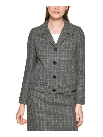 CALVIN KLEIN Womens Pocketed Textured Fitted Wear To Work Blazer Jacket