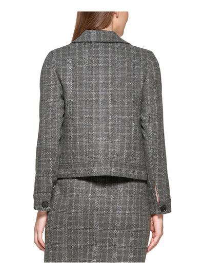 CALVIN KLEIN Womens Pocketed Textured Fitted Wear To Work Blazer Jacket