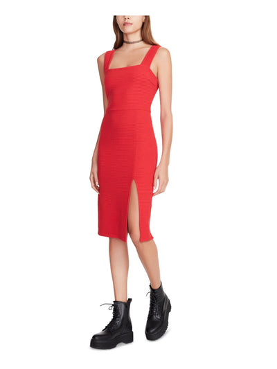 BETSEY JOHNSON Womens Red Stretch Sleeveless Square Neck Midi Sheath Dress XXL