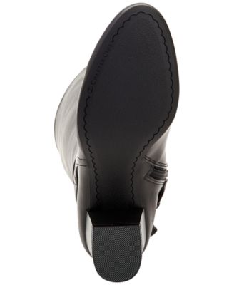 CHARTER CLUB Womens Black Flower Eyelets Bow Accent Cushioned Jaccque Almond Toe Block Heel Zip-Up Heeled Boots M