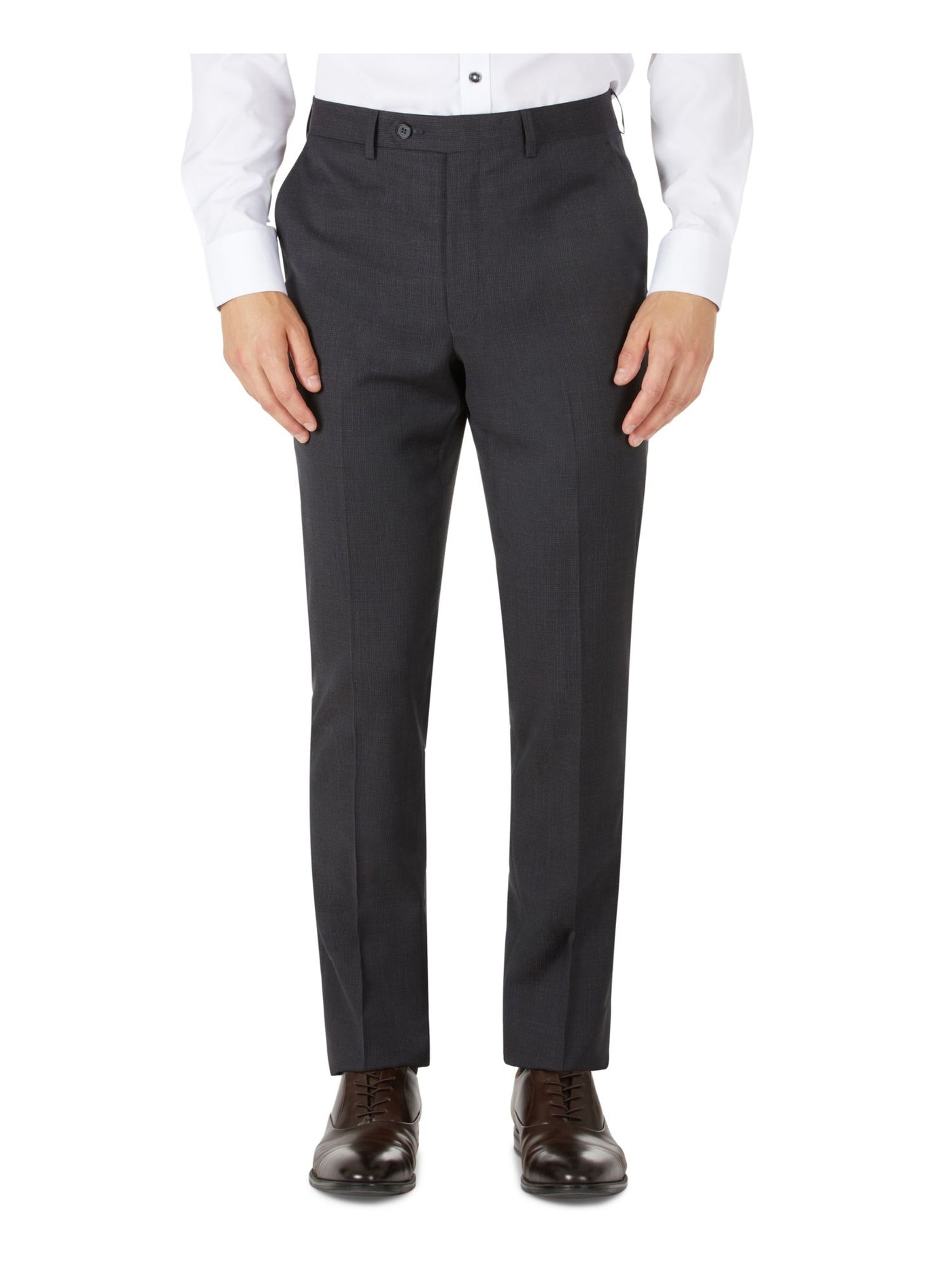 CALVIN KLEIN Mens Black Flat Front, Stretch, Skinny Fit Wool Blend Suit Separate Pants 34W/ 30L