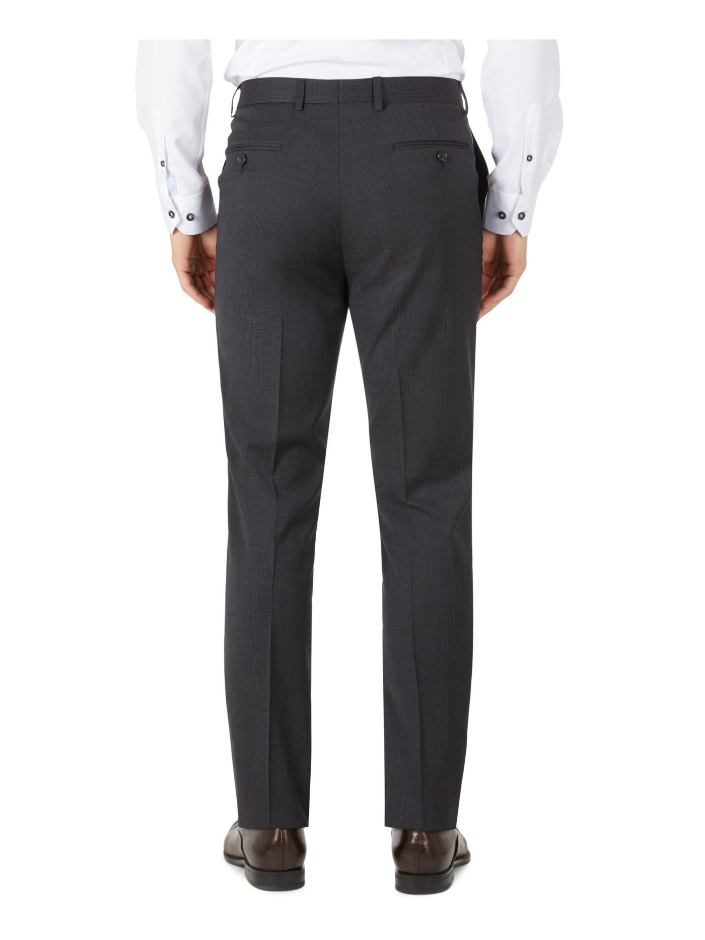 CALVIN KLEIN Mens Black Flat Front, Stretch, Skinny Fit Wool Blend Suit Separate Pants 34W/ 30L