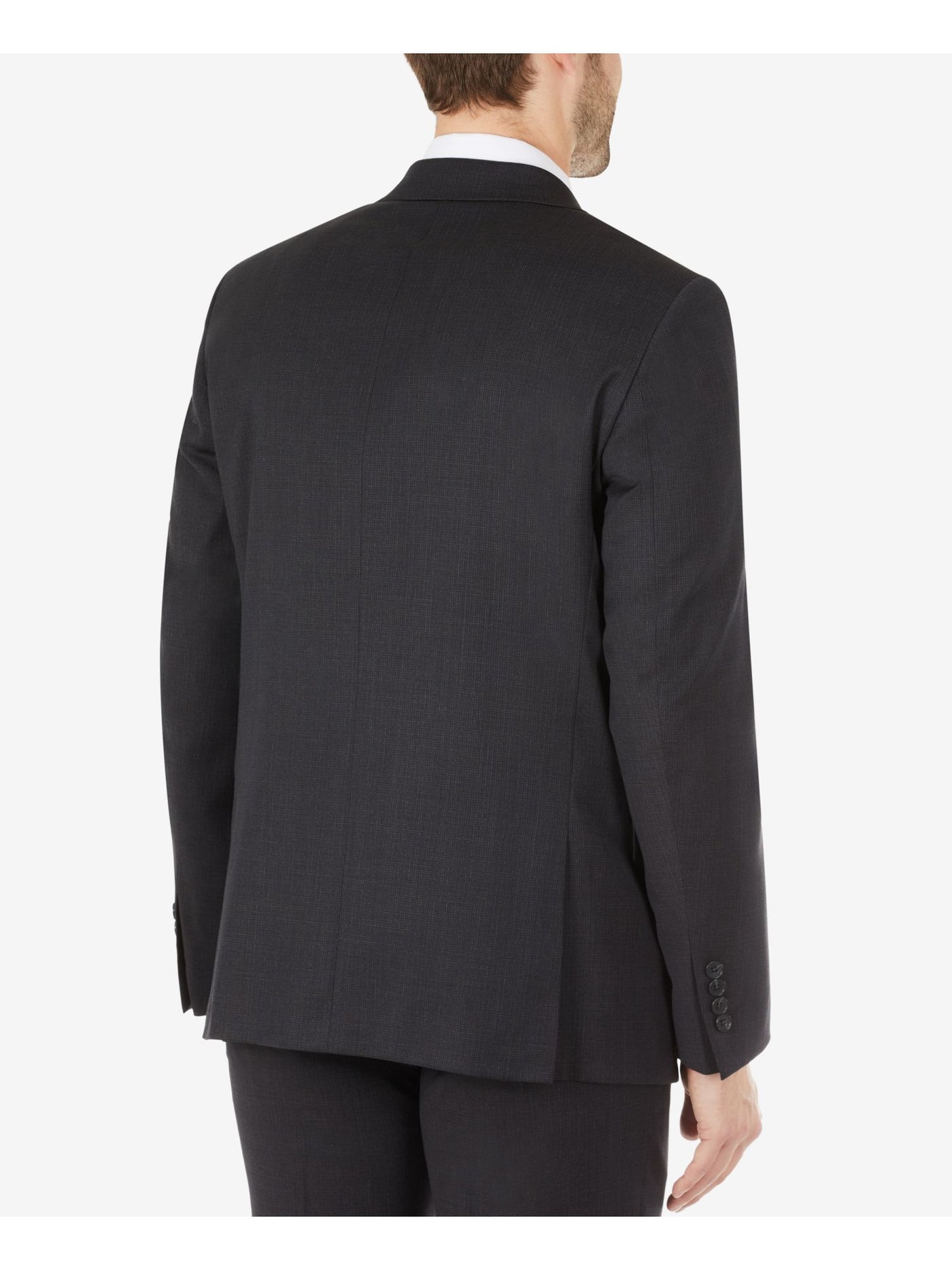 CALVIN KLEIN Mens Black Single Breasted, Skinny Fit Stretch Suit Blazer 42R