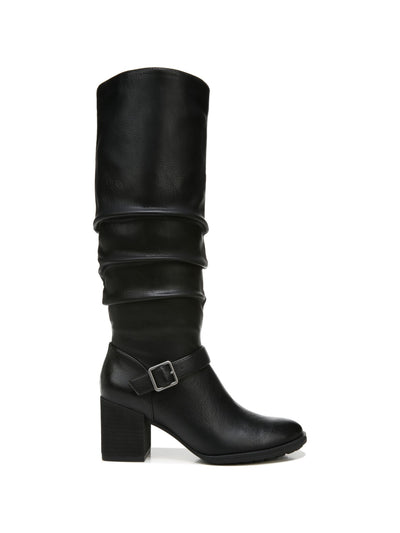 SOUL BY NATURALIZER Womens Black Wide Calf Frost Round Toe Block Heel Zip-Up Slouch Boot 8 M WC