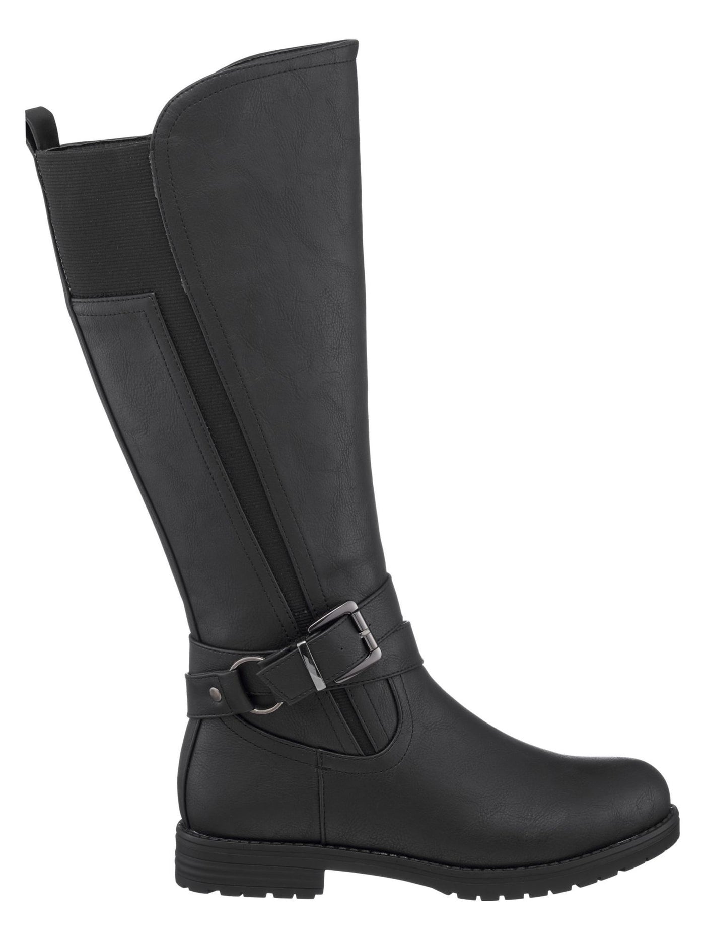 G.C. SHOES Womens Black Pull Tab Buckle Accent Goring Aston Round Toe Block Heel Zip-Up Riding Boot 9.5