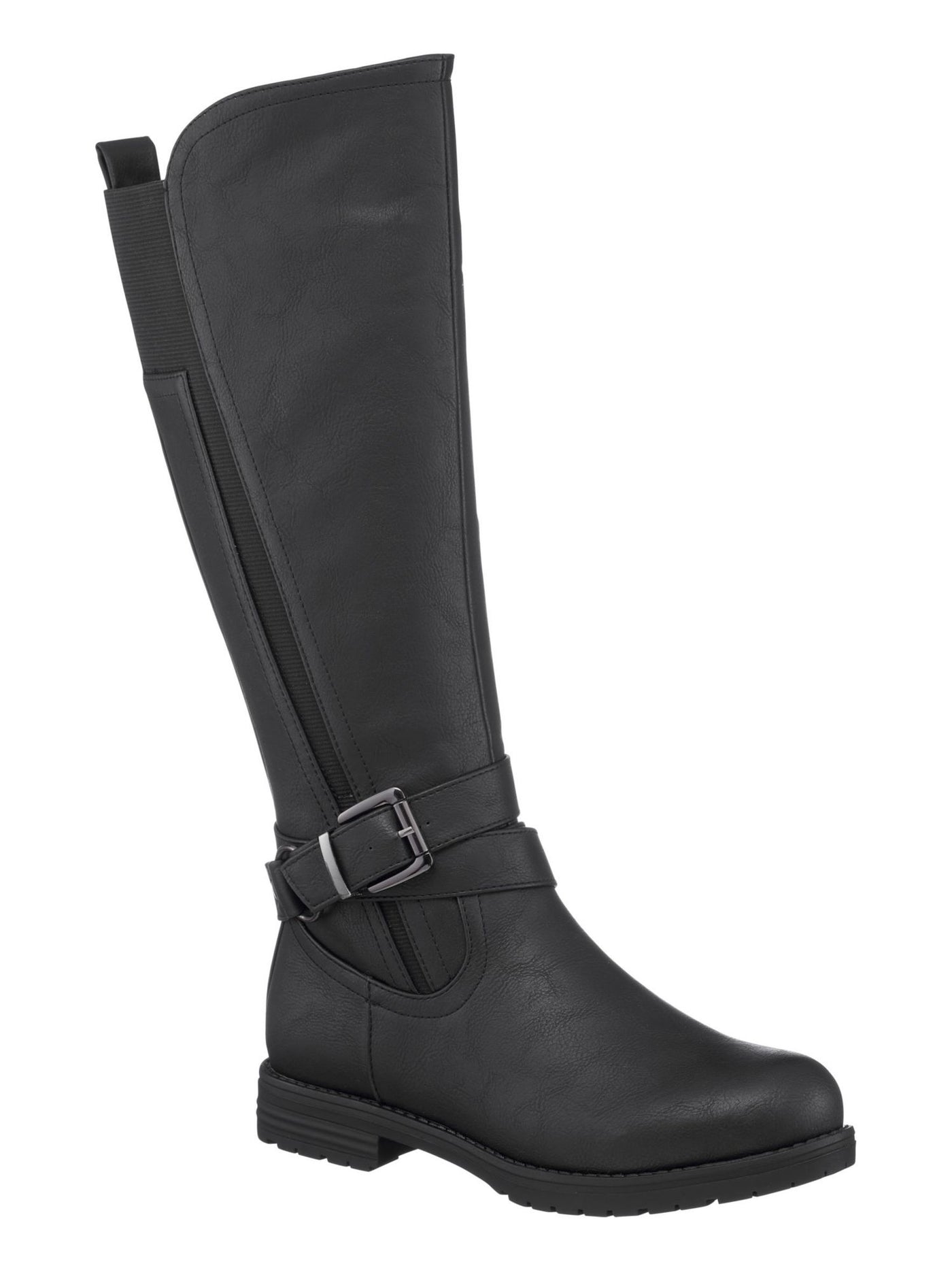 G.C. SHOES Womens Black Pull Tab Buckle Accent Goring Aston Round Toe Block Heel Zip-Up Riding Boot 9.5