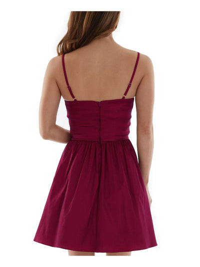 BCX Womens Pink Spaghetti Strap Sweetheart Neckline Party Fit + Flare Dress Juniors 0