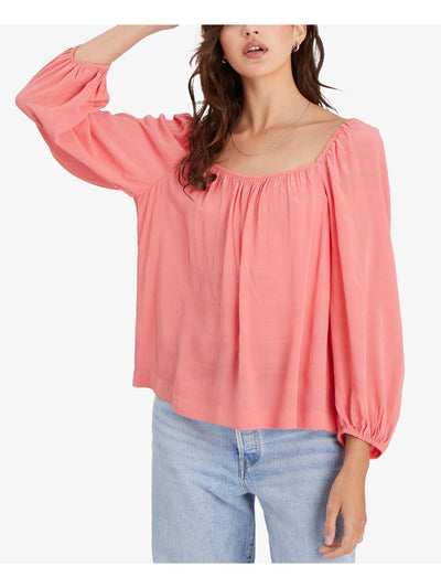 SANCTUARY Womens Pink Pleated Balloon Sleeve Square Neck Top XXS